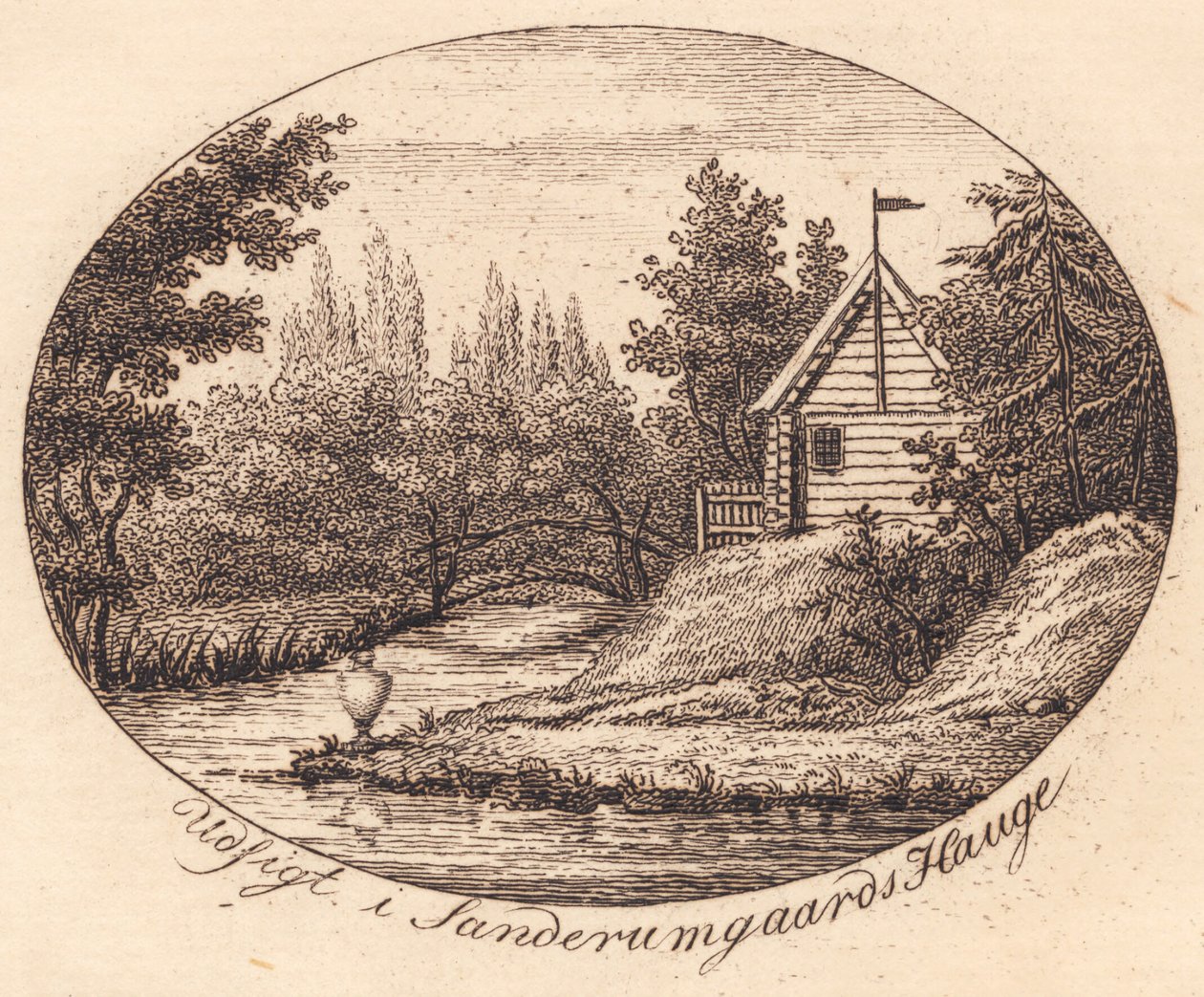 Vignet. Udsigt i Sanderumgaards Hauge af J.F. Clemens