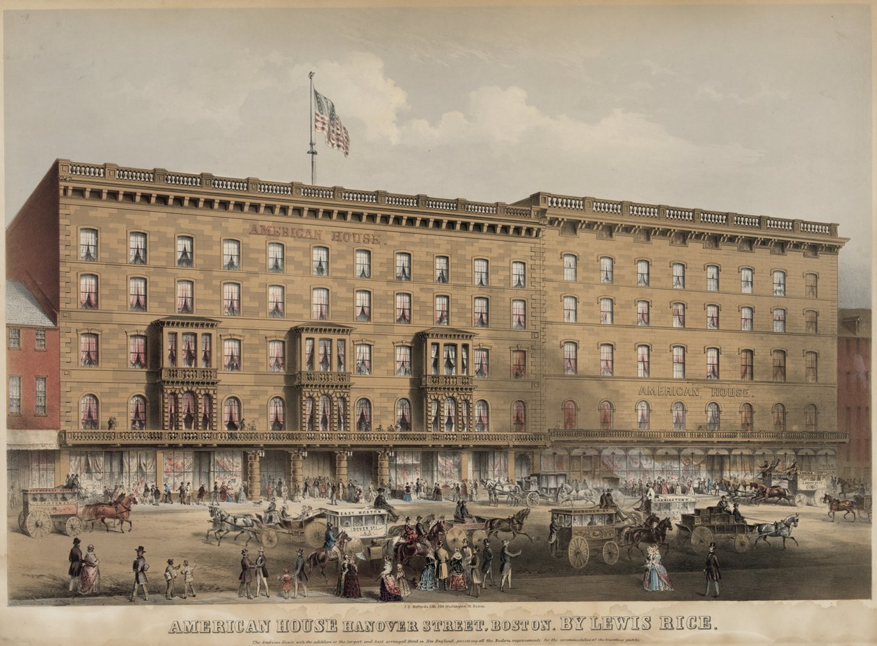 American House Hanover Street, Boston Medium af J.H. Bufford