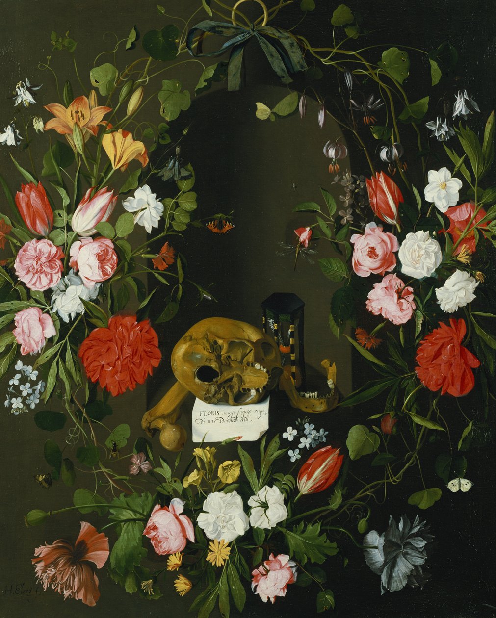 Vanitas Stilleben med Blomster af J.H. Elers