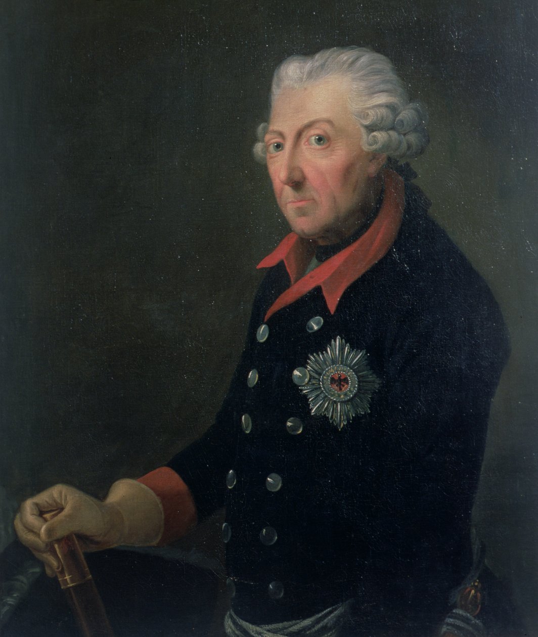 Friedrich den Store (1712-86) iført uniformen fra det 15. infanteriregiment af J.H.C. Franke