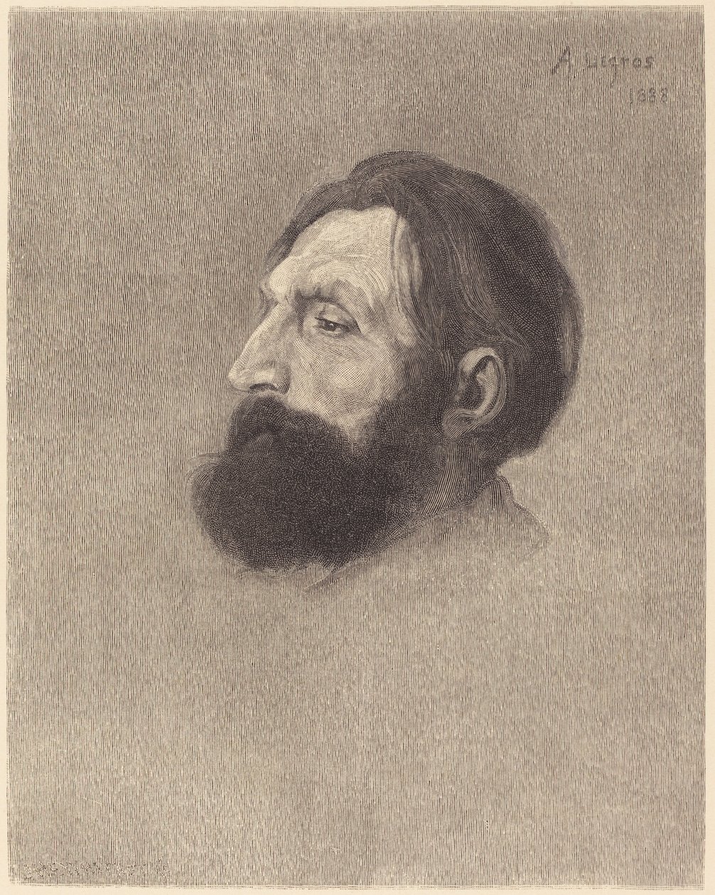 Auguste Rodin af J.H.E. Whitney after Alphonse Legros