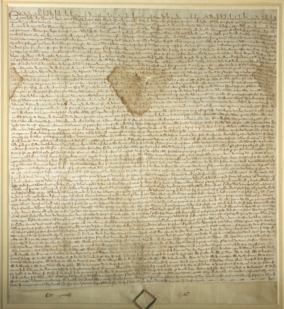 En 1297 kopi af Magna Carta, der er udstillet i medlemmernes sal i parlamentshuset af JJ Harrison