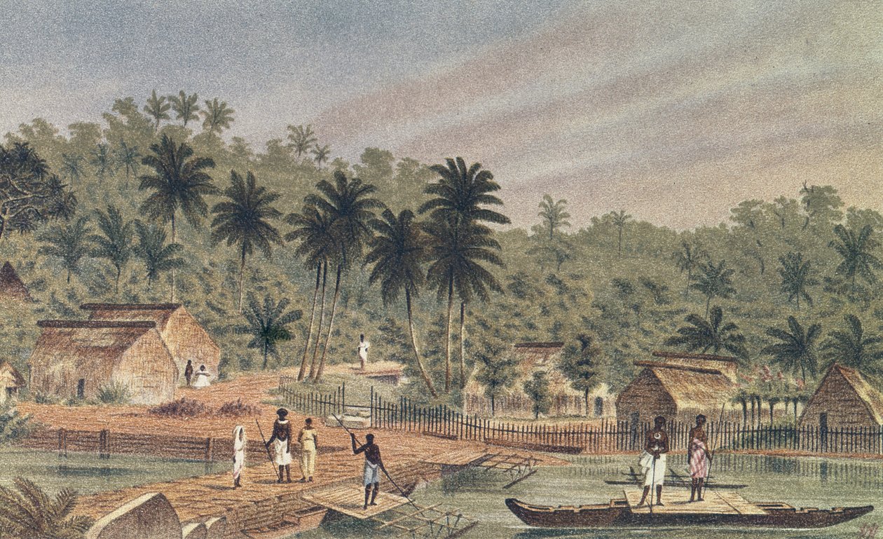 Village of Ngaloa, Kandan, Fiji, fra At Anchor af J.J. Vild af J.J. Wild
