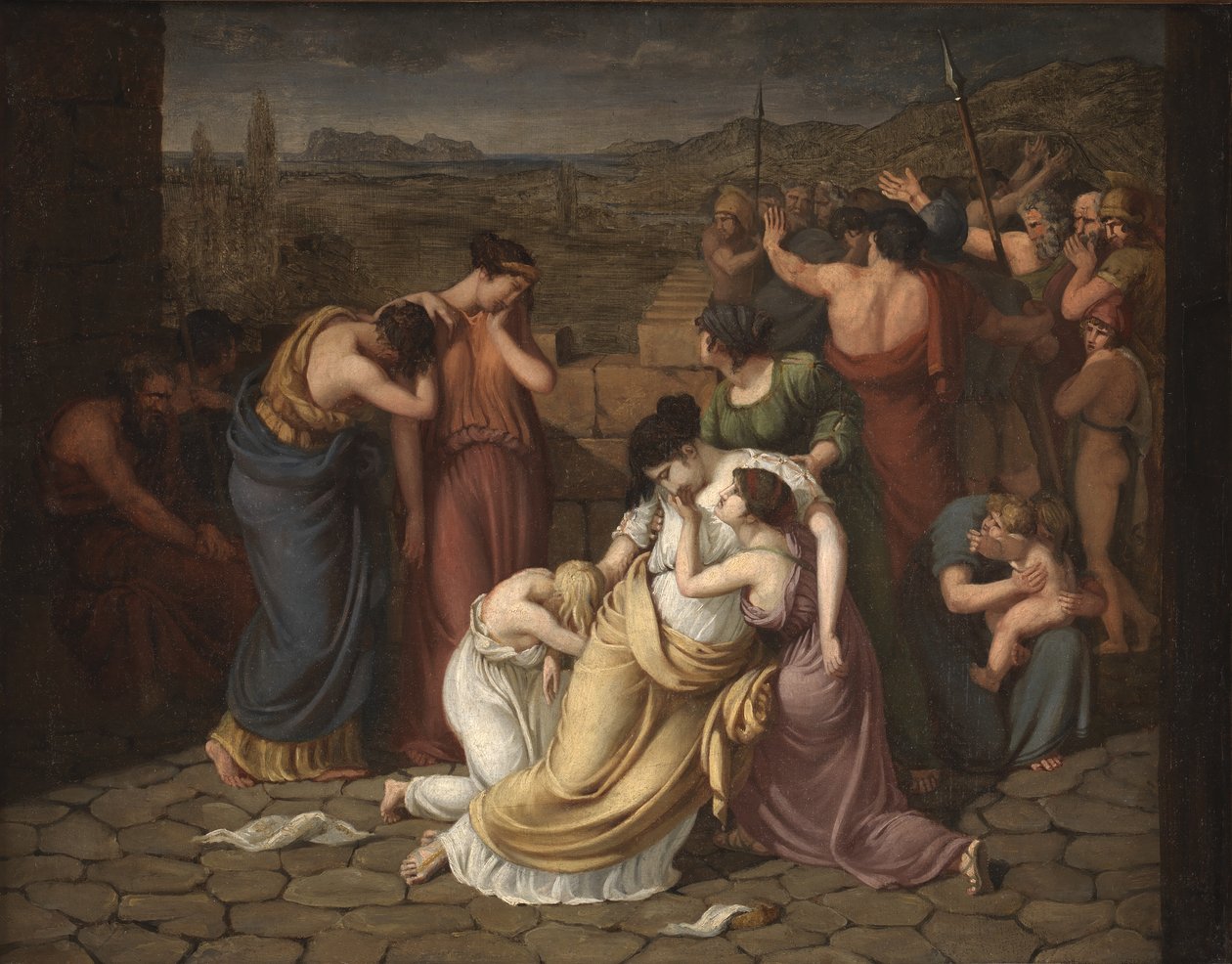 Andromache i fortvivlelse ved synet af Hectors krop af J.L. Lund