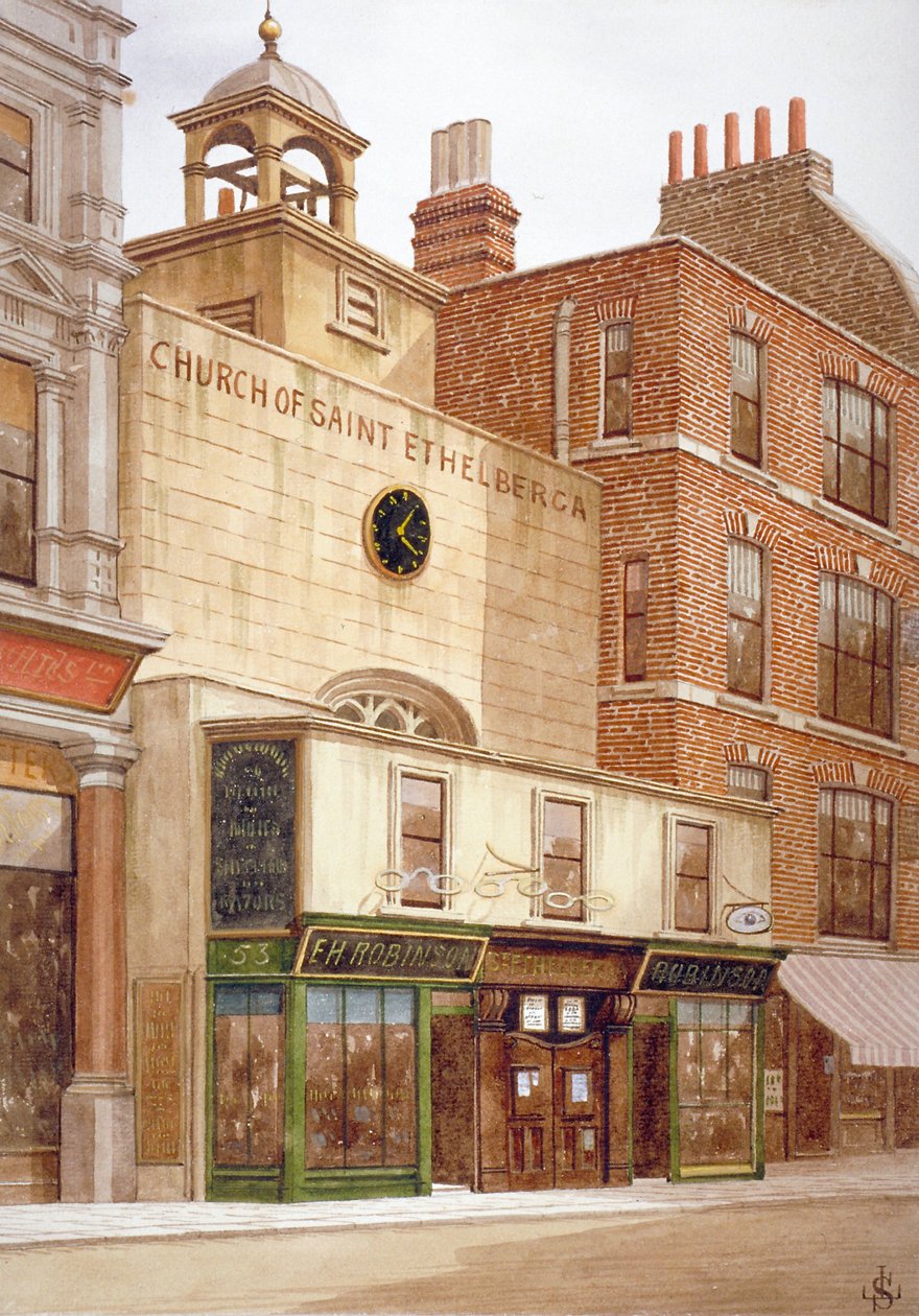 Church of St Ethelburga-the-Virgin inden for Bishopsgate, City of London, 1860 af JL Stewart