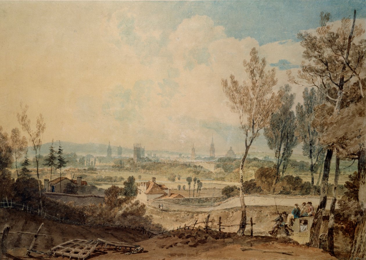 En udsigt over Oxford fra sydsiden af Headington Hill, 1803-1804 af Joseph Mallord William Turner