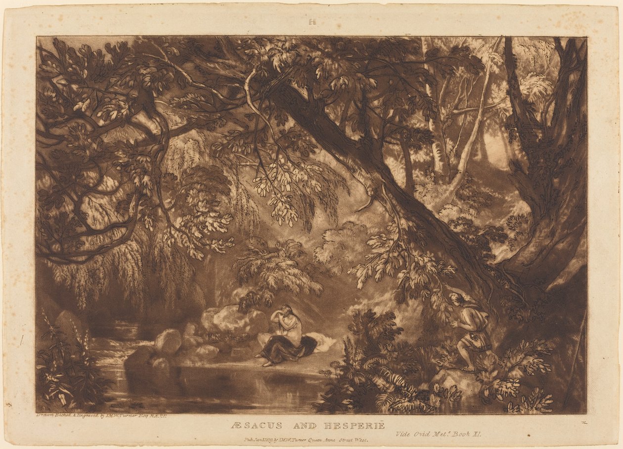 Aesacus and Hesperie, udgivet 1819. af Joseph Mallord William Turner