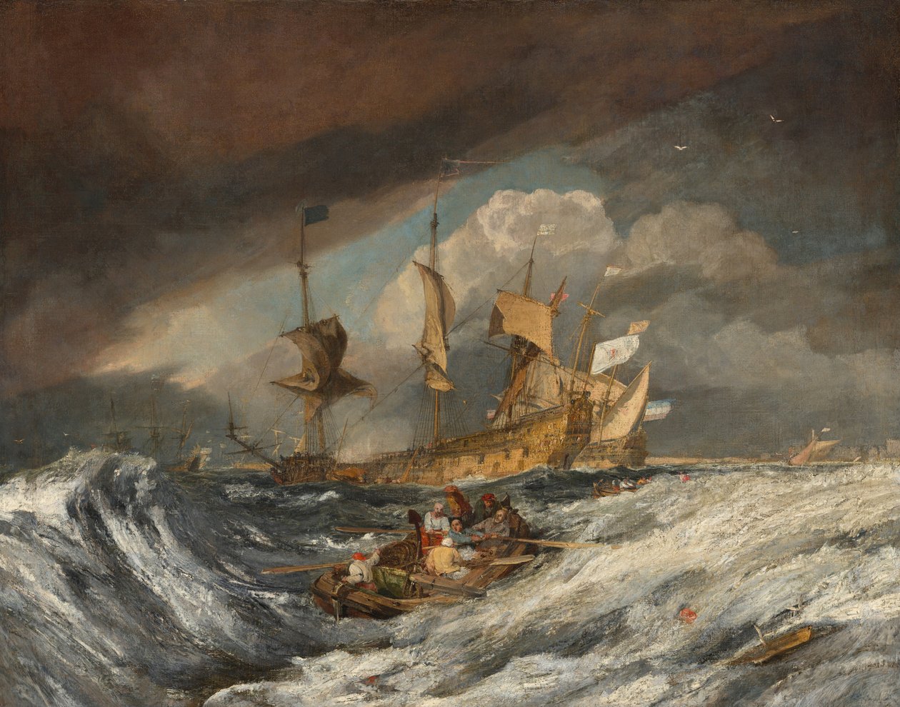 Både, der udfører ankre til de hollandske krigsmænd, ca. 1804. af Joseph Mallord William Turner