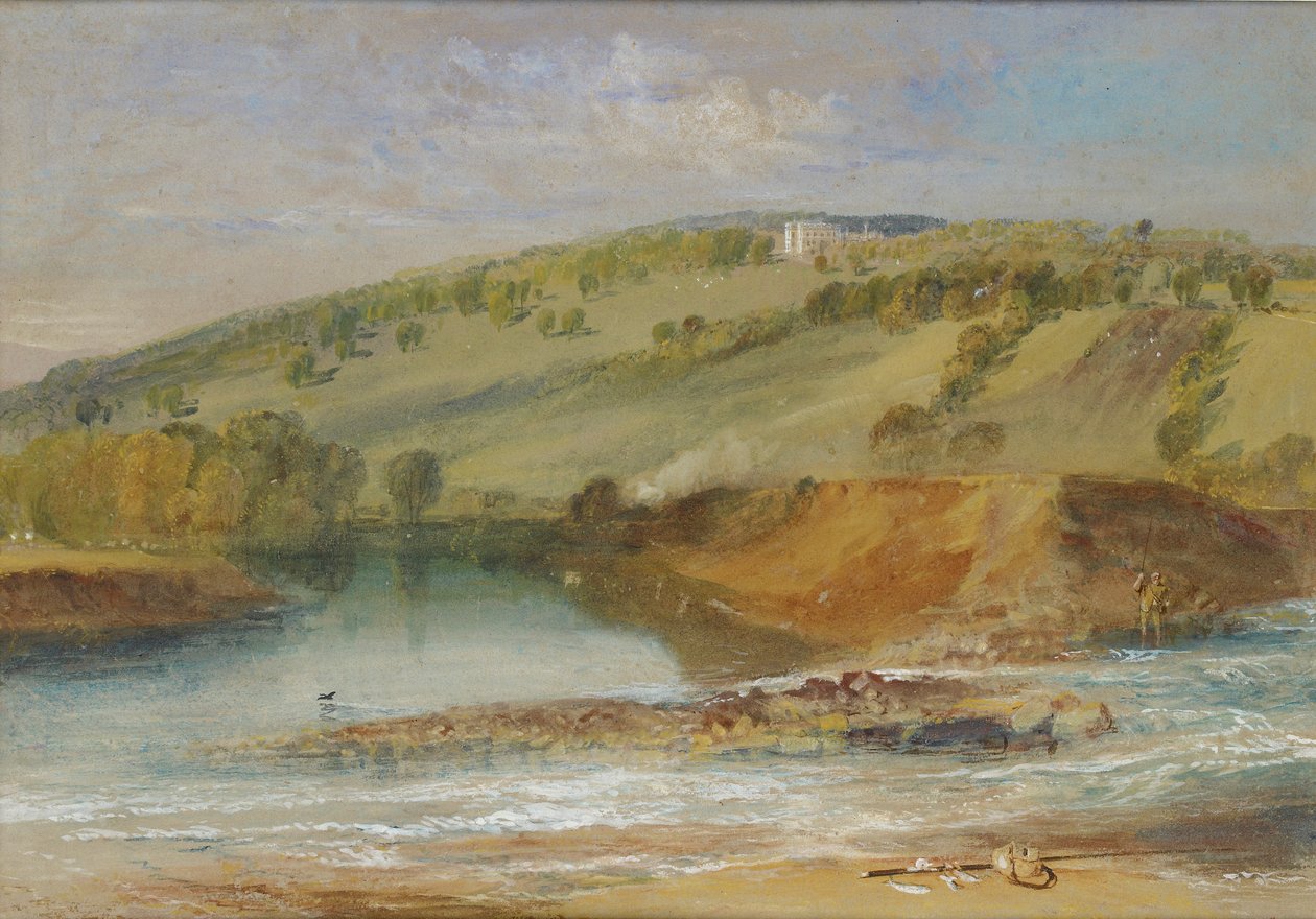 Farnley Hall, fra Junction of the Wharfe og Washburn, 1818 af Joseph Mallord William Turner