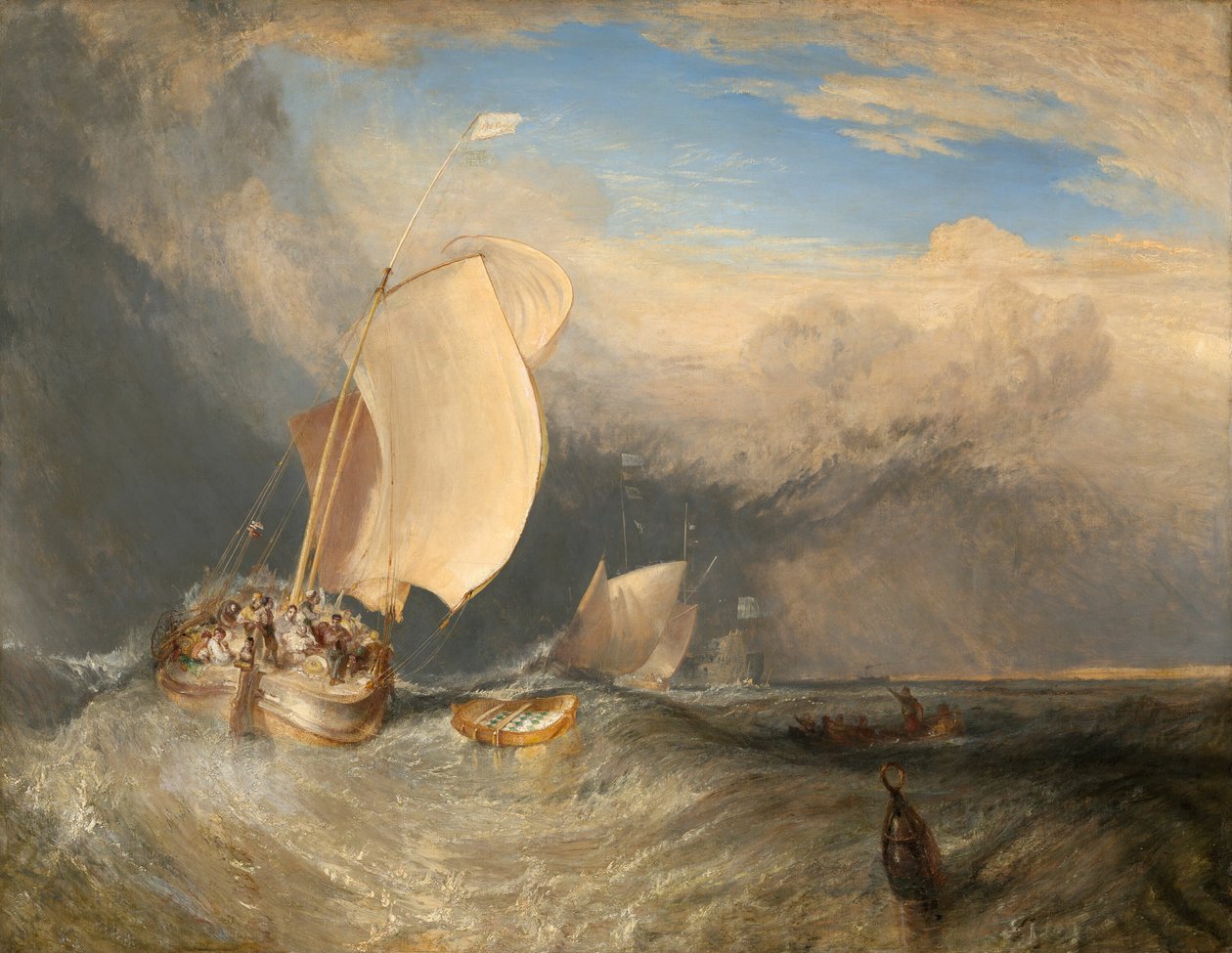 Fiskerbåde med Hucksters, der forhandler om fisk, 183738. af Joseph Mallord William Turner