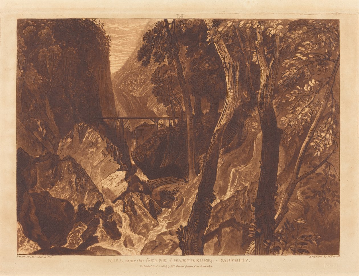 Mølle nær Grand Chartreuse, udgivet 1816. af Joseph Mallord William Turner