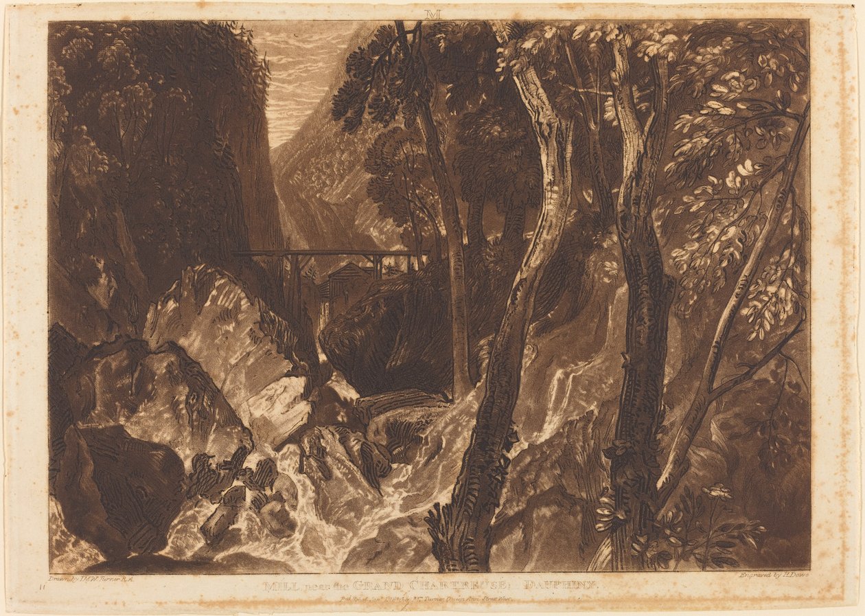 Mølle nær Grand Chartreuse, udgivet 1816. af Joseph Mallord William Turner
