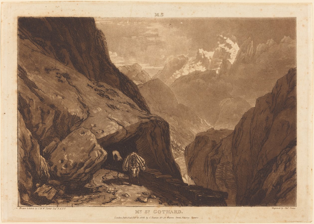 Mt. Saint Gothard, 1808. af Joseph Mallord William Turner