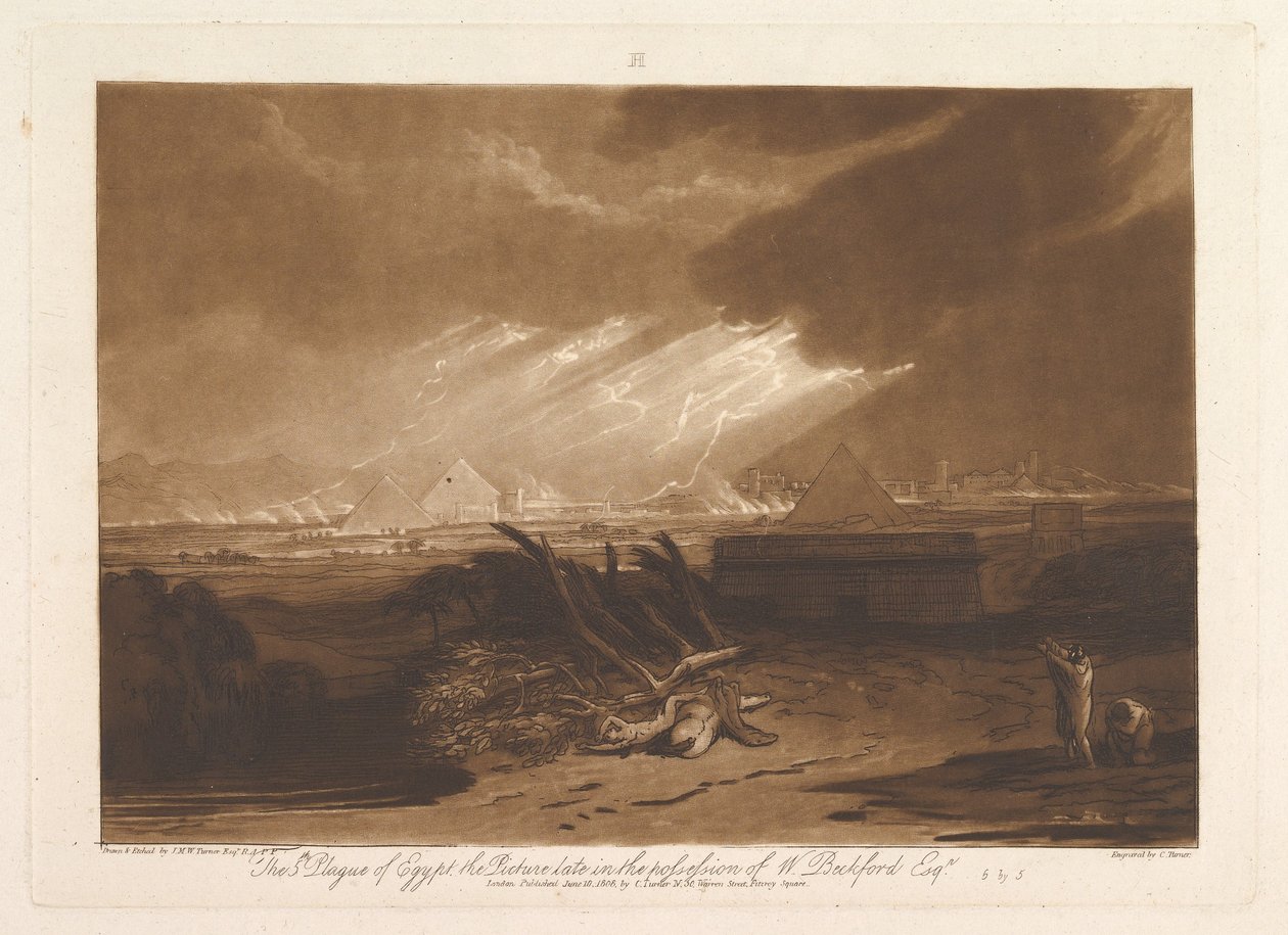 Egyptens femte plage Liber Studiorum, del III, plade 16, 10. juni 1808. af Joseph Mallord William Turner