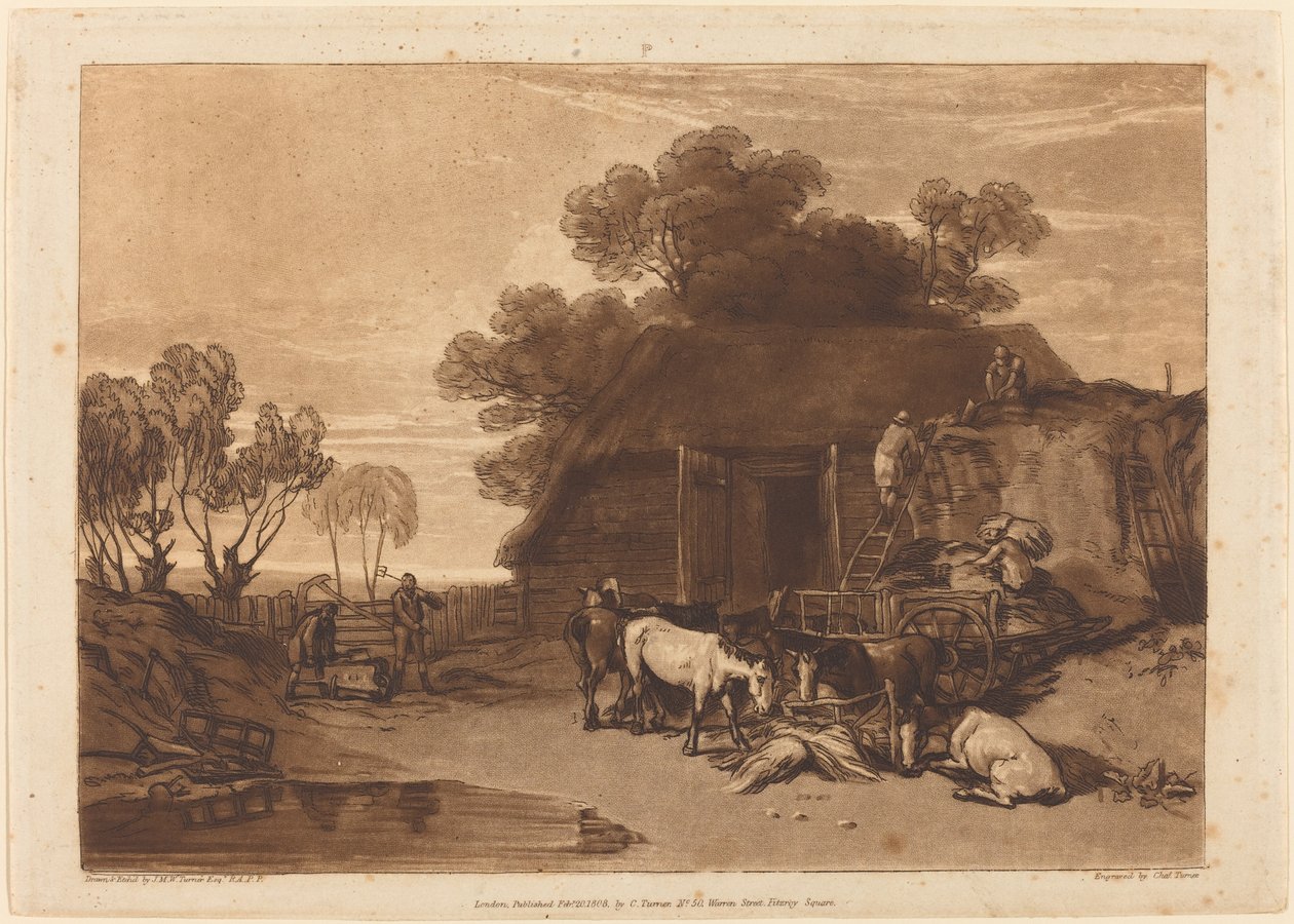 The Straw Yard, udgivet 1808. af Joseph Mallord William Turner