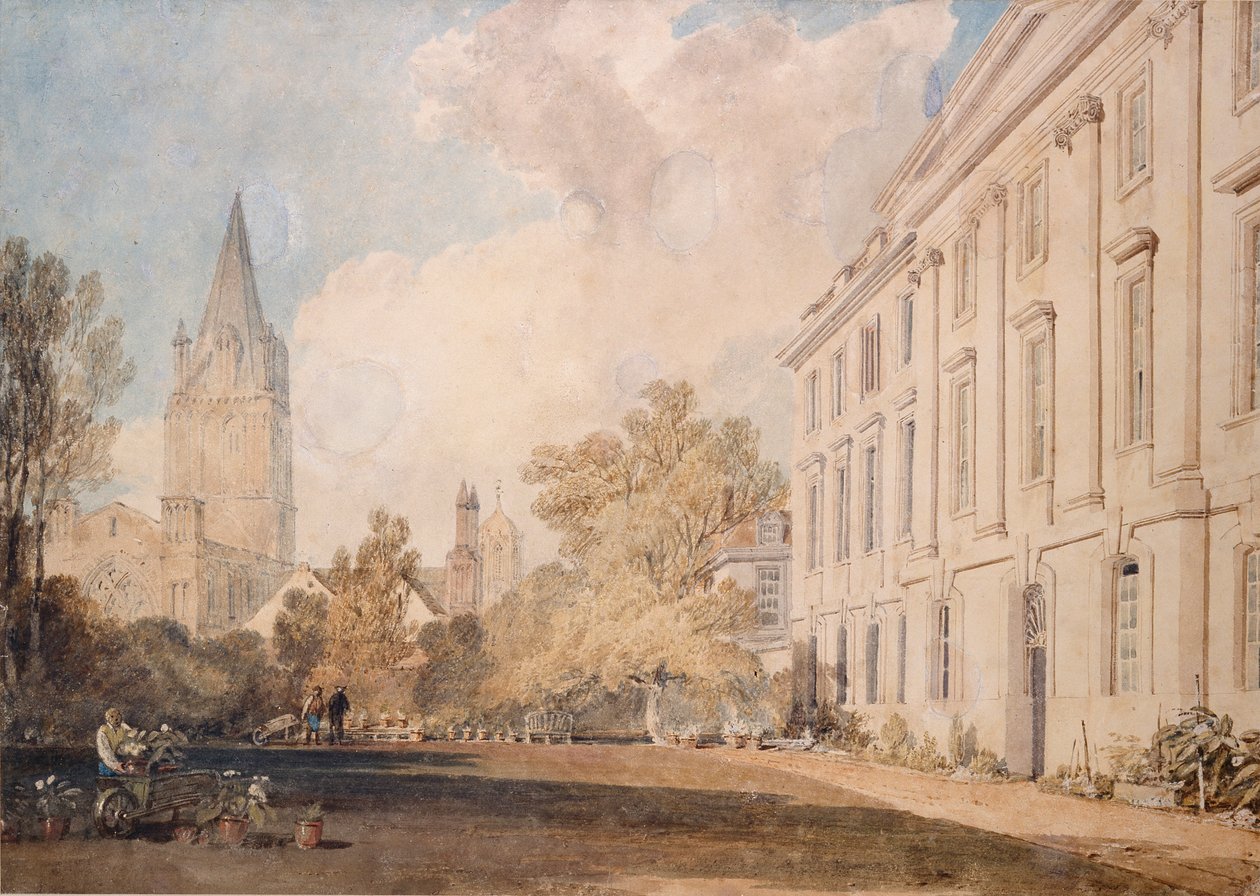 Udsigt over katedralen i Christ Church og en del af Corpus Christi College, 1803-1804 af Joseph Mallord William Turner