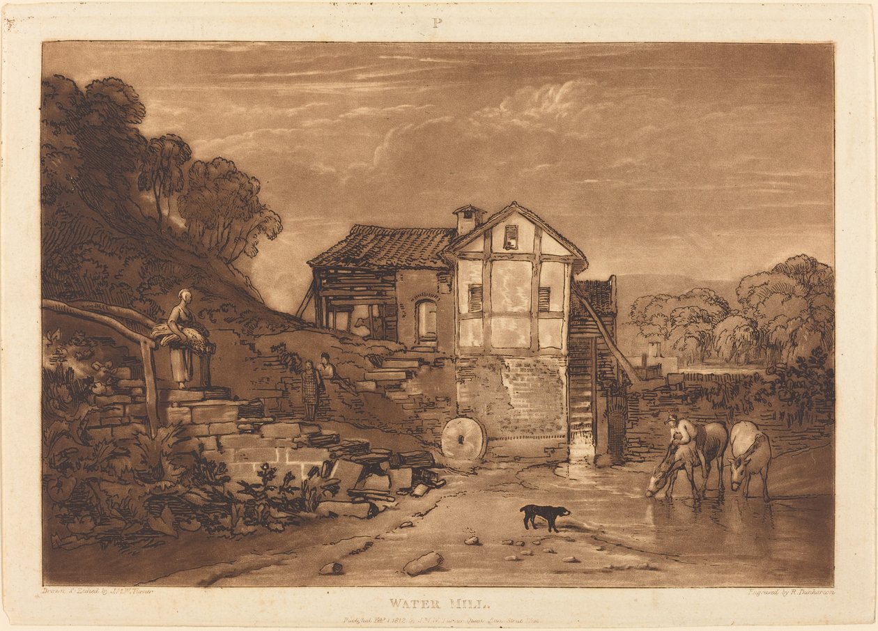 Vandmølle, udgivet 1812. af Joseph Mallord William Turner