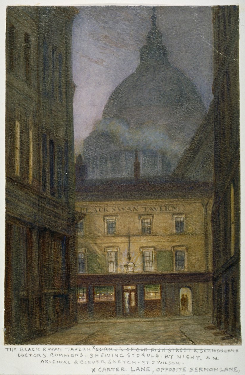 The Black Swan Tavern i Carter Lane, City of London, 1870 af JT Wilson