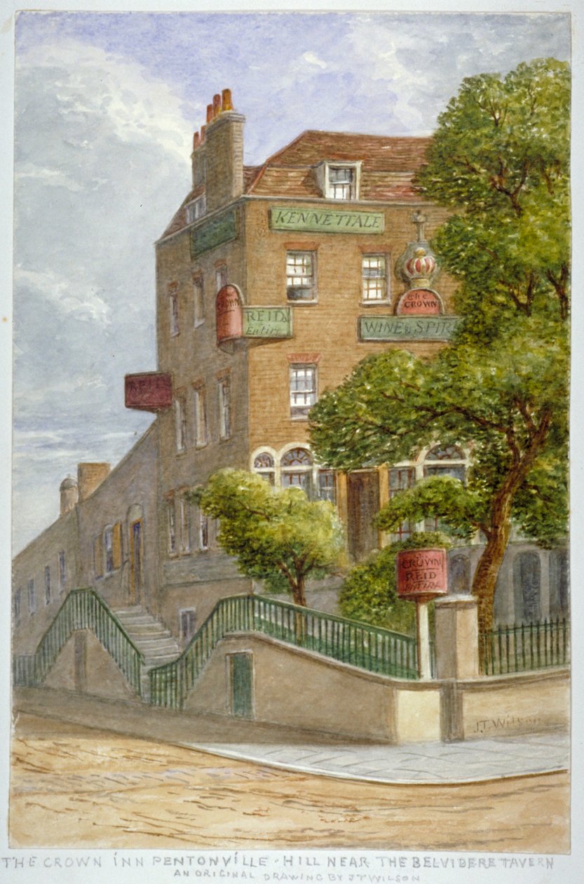 The Crown Inn, Pentonville Hill, Islington, London, c1865 af JT Wilson
