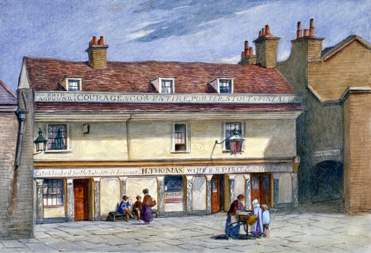 The Ship Aground public house, Wolseley Street, Bermondsey, London, c1875. af JT Wilson