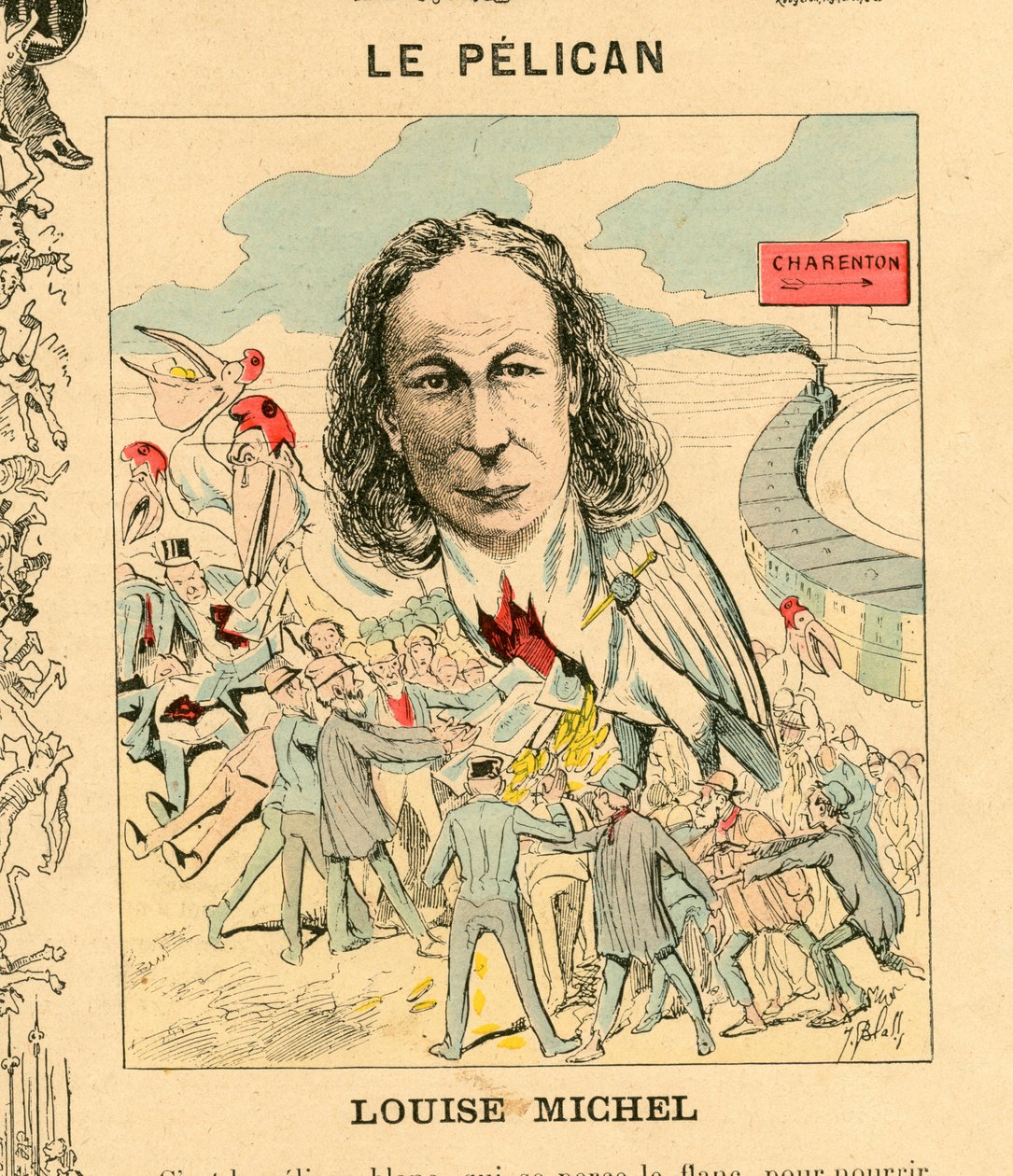 Menagerie Republicaine Humoristisk galleri med hovedpersonerne i Den Tredje Republik, nummer 33, Satirique en Couleurs af J. (1847 1892) Blass