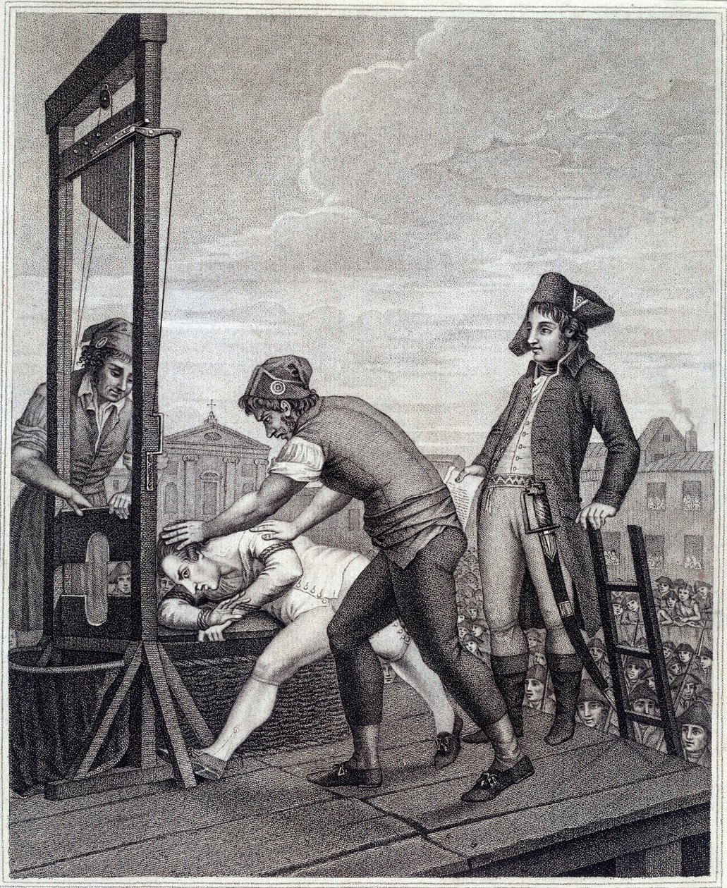 Henrettelsen af Maximilian de Robespierre (1758-1794) har guillotinen den 28/07/1794 på Place de la Concorde Indgravering af James Idnarpila efter J. Beys. 1799 cirka. Paris, Musée Carnavalet af J. (after) Beys