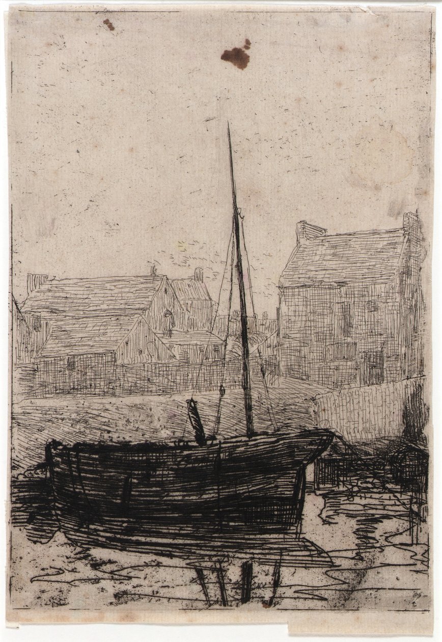 Båd fortøjet - Isle of Man af J. Alden Weir