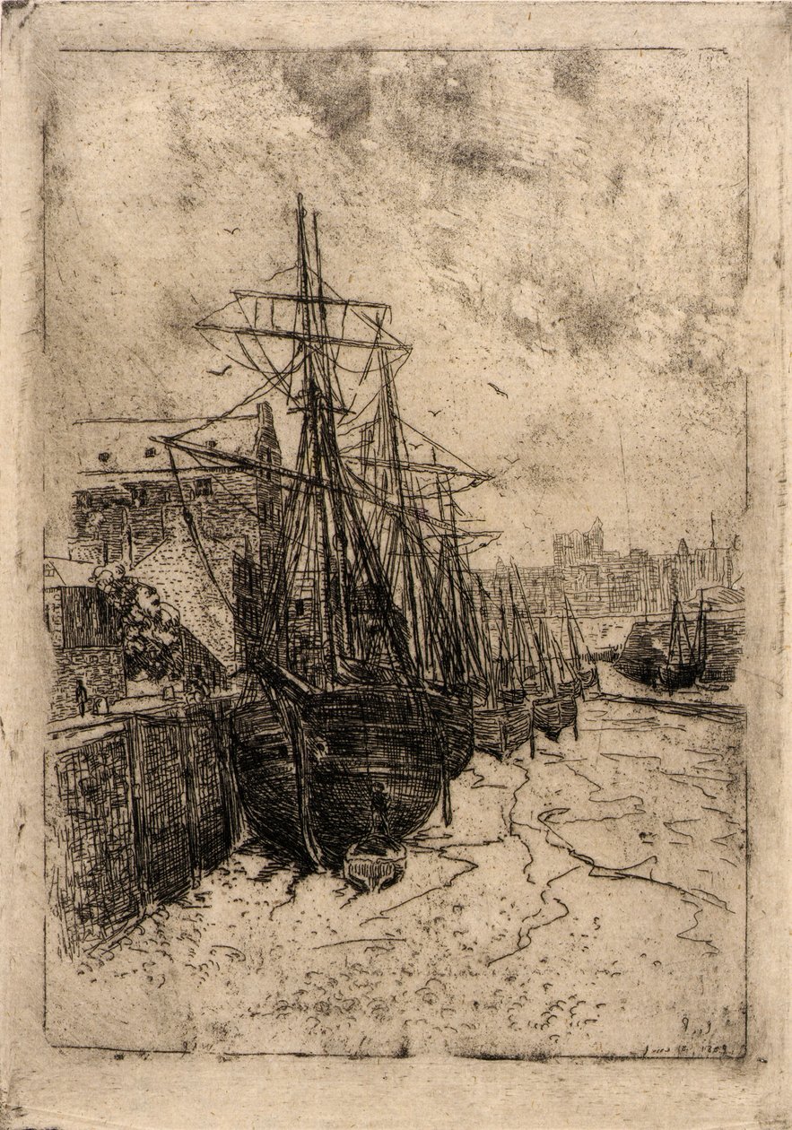Både ved lavvande - Isle of Man af J. Alden Weir
