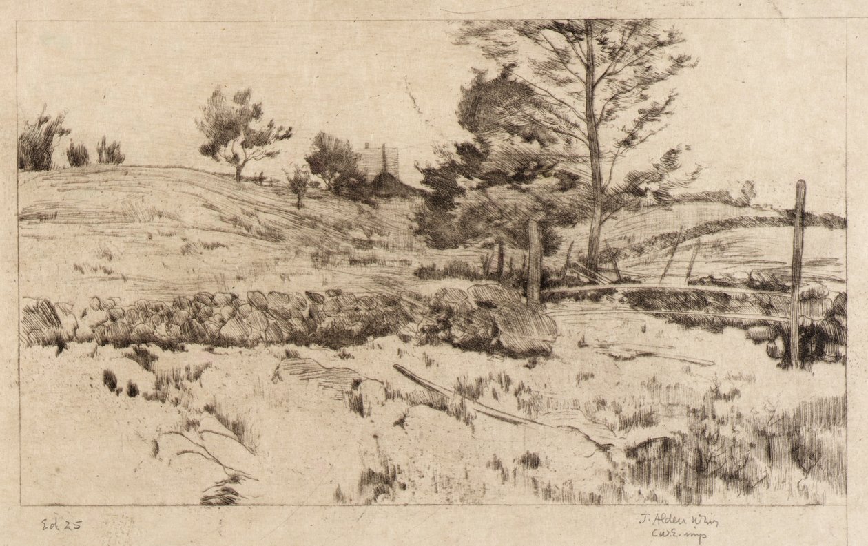 Landskab (skitse af marker) af J. Alden Weir