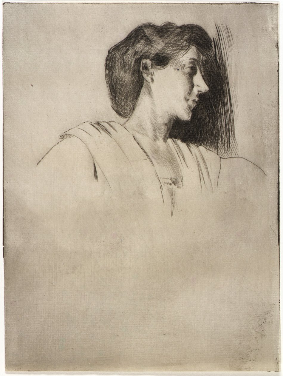 Studie af et kvindehoved i profil af J. Alden Weir