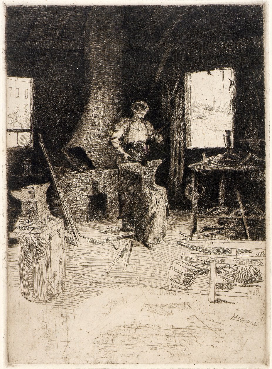 Smedens værksted af J. Alden Weir