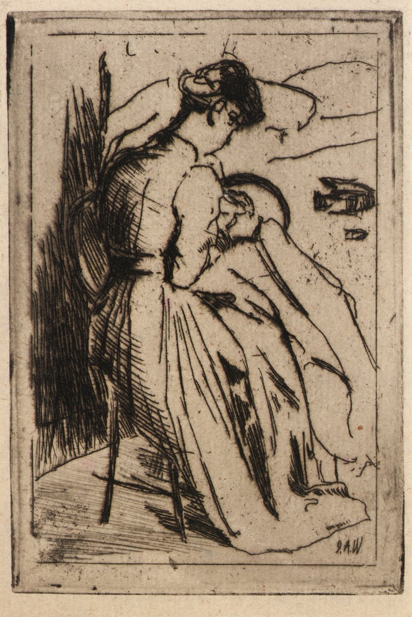 Kvinde, der broderer af J. Alden Weir