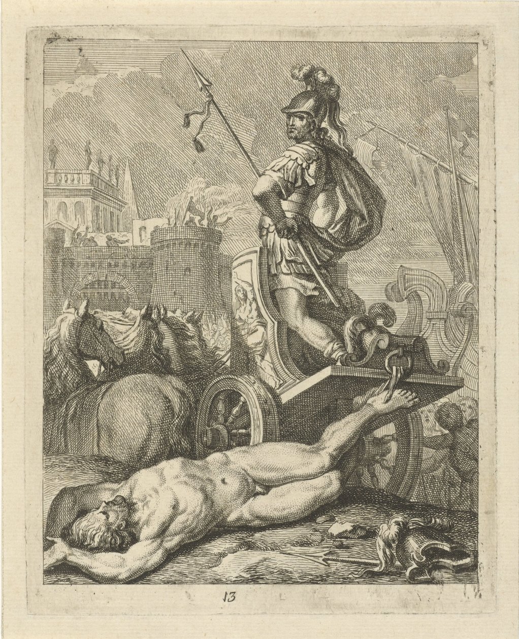 Achilles med lig af Hector bag sin vogn Scener fra Achilles