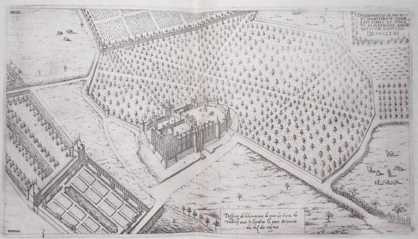 Chateau de Vallery med haver, park og en del af vingården, fra 