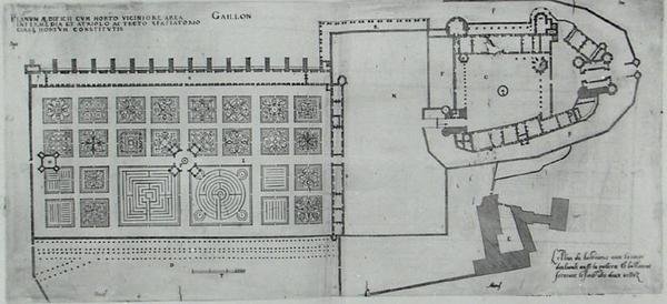 Plan over de lukkede haver og Chateau de Gaillon, fra 