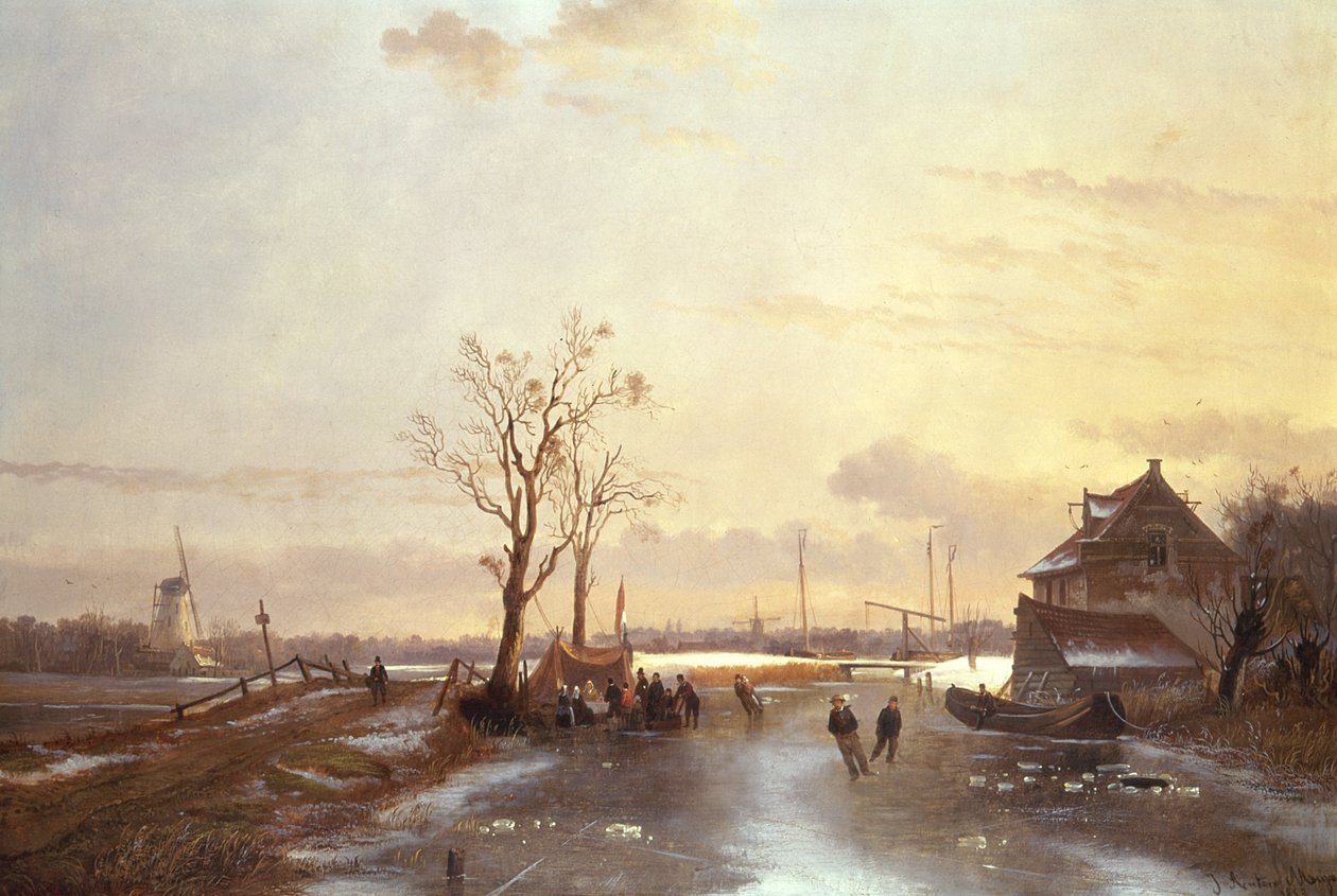 Vinterscene, 1853 af J. Anton Mignon