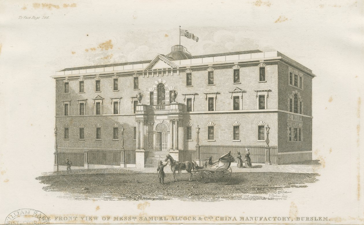 Burslem - fabrikken af Samuel Alcock & Cos.: stålstik, nd [?19. århundrede] (tryk) af J Barlow