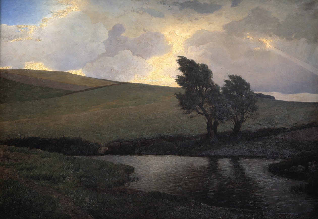 Showery Landscape. Jægerspris, Zealand af J. Bentzen Bilkvist