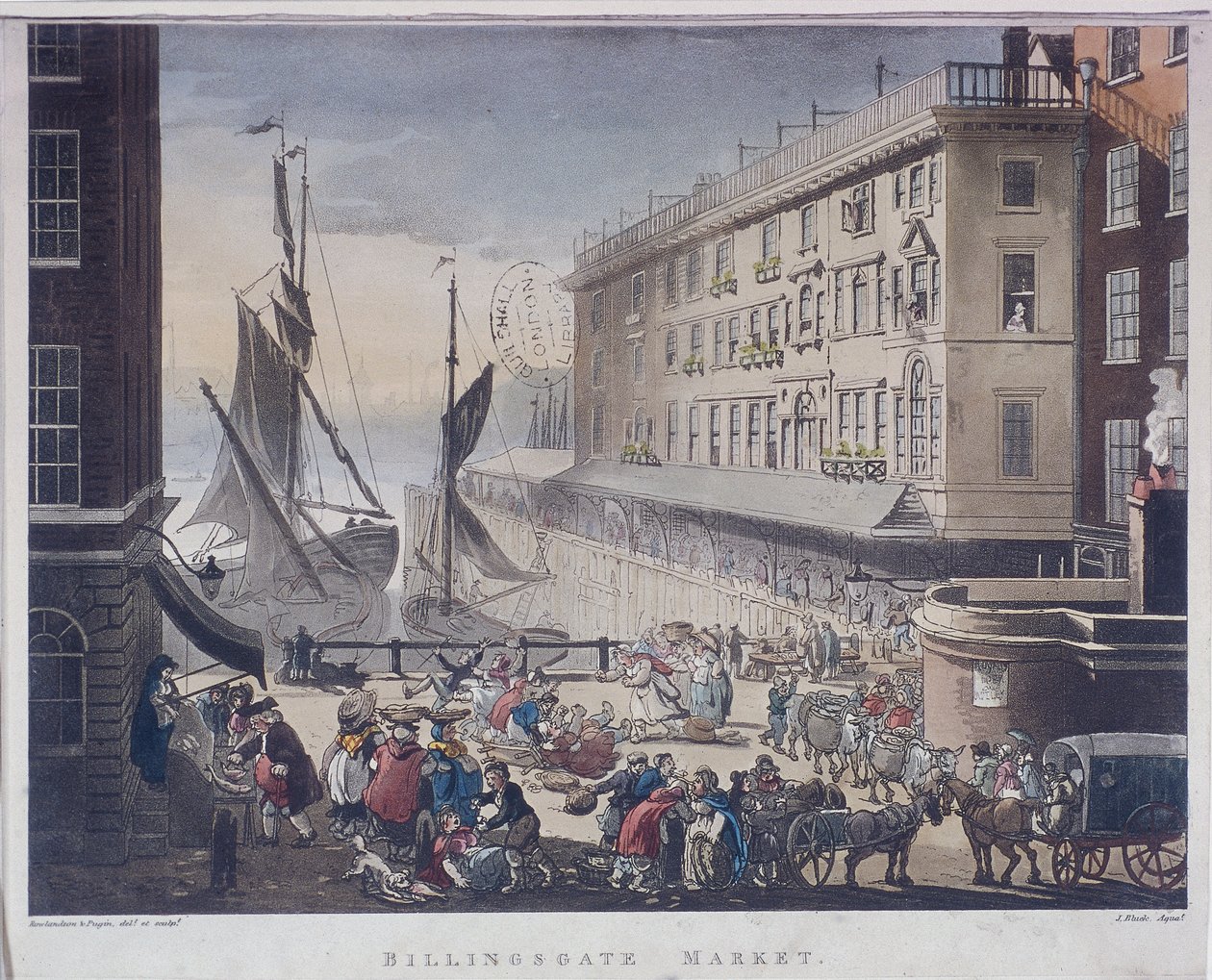 Billingsgate Market and Wharf, London, 1808 af J Bluck