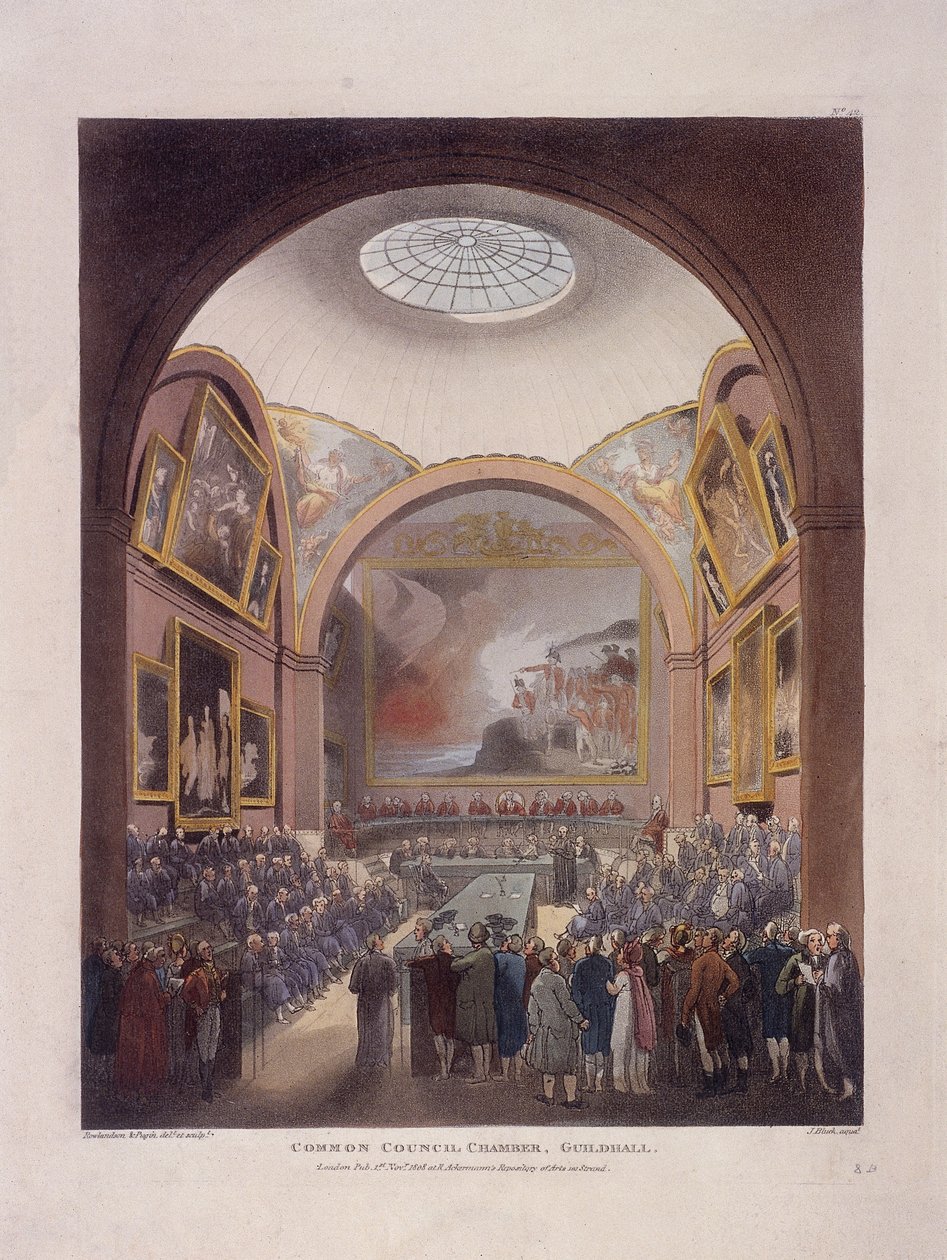 Guildhall Council Chamber, London, 1808 af J Bluck