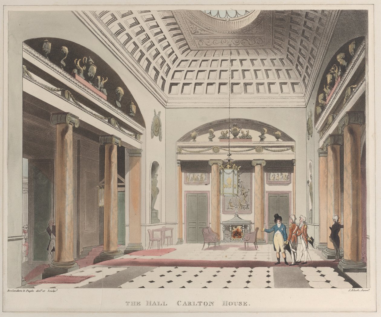 The Hall Carlton House Microcosm of London, tavle 15, 1. april 1808., 1. april 1808. af J. Bluck