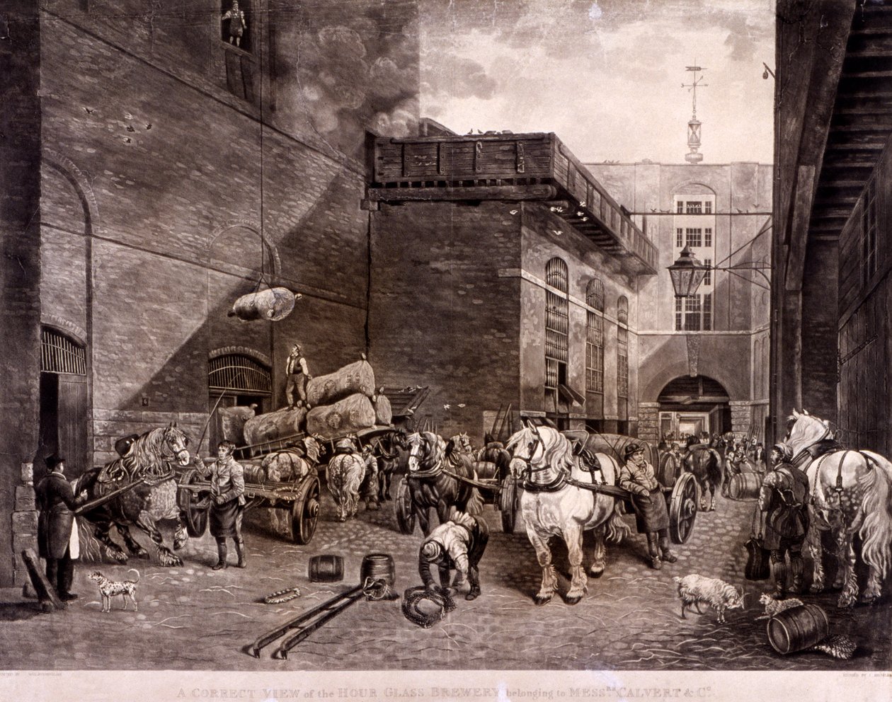 Hour Glass Brewery på Upper Thames Street, London, 1821. af J Bromley