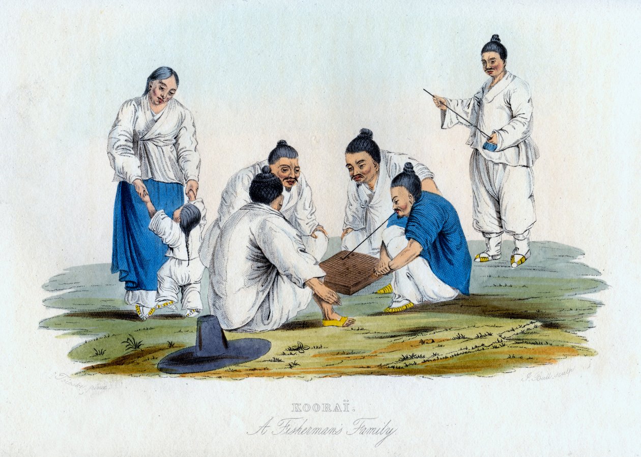 Koorai, en fiskerfamilie, 1848. af J. Bull