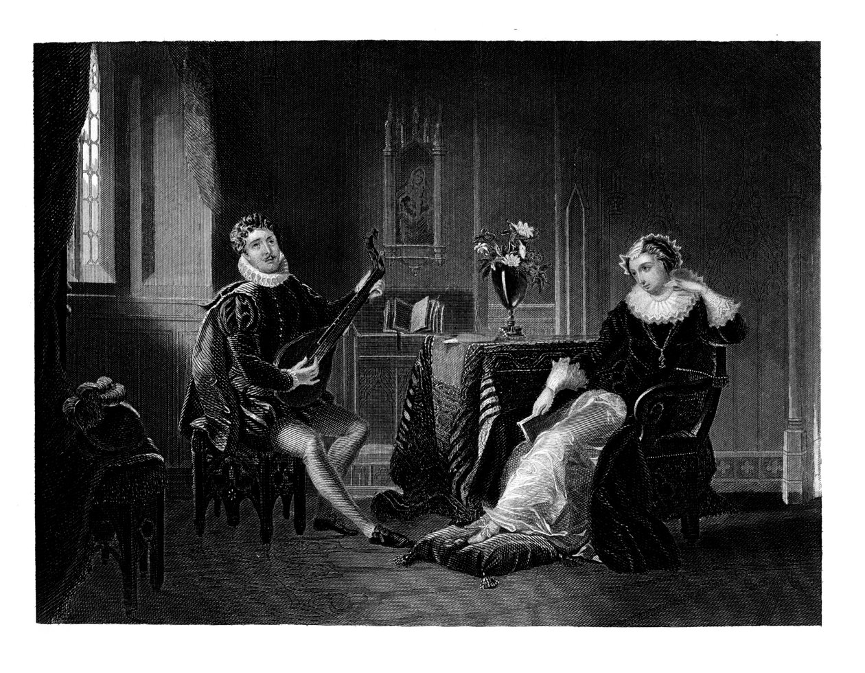 Chatelar spiller lut til Mary Queen of Scots, 1560