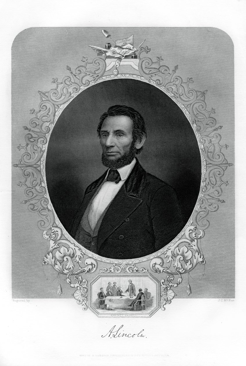 Præsident Abraham Lincoln, amerikansk politiker, 1862-1867. af J. C. McRae