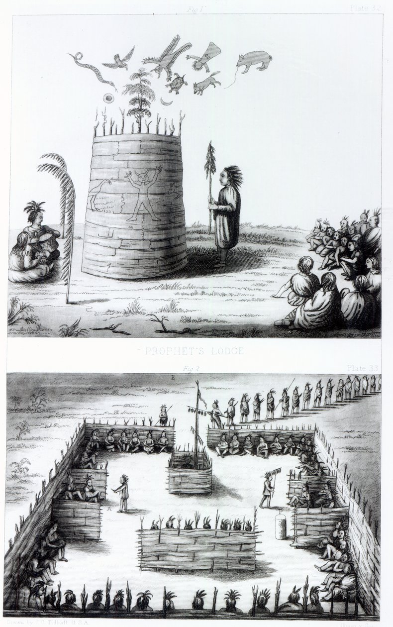 Profetens Loge og Medawisos fra en bog af Henry Schoolcraft (1793-1864) af J. C. Tidball