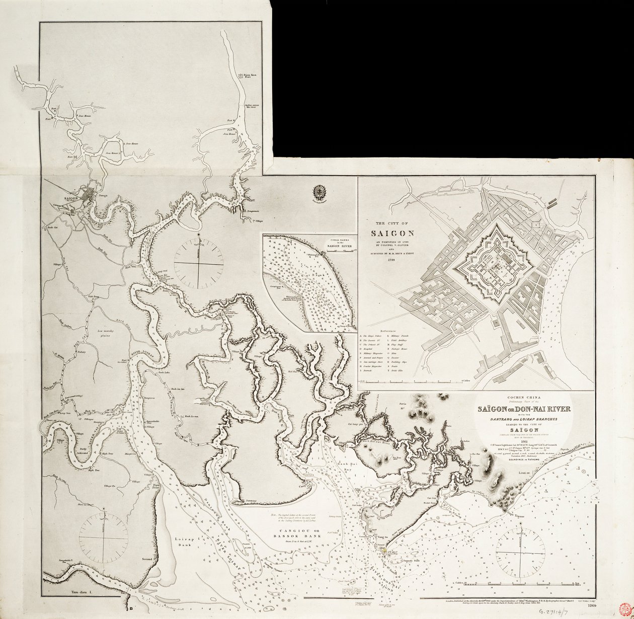 Kort over Indokina af J. & C. Walker