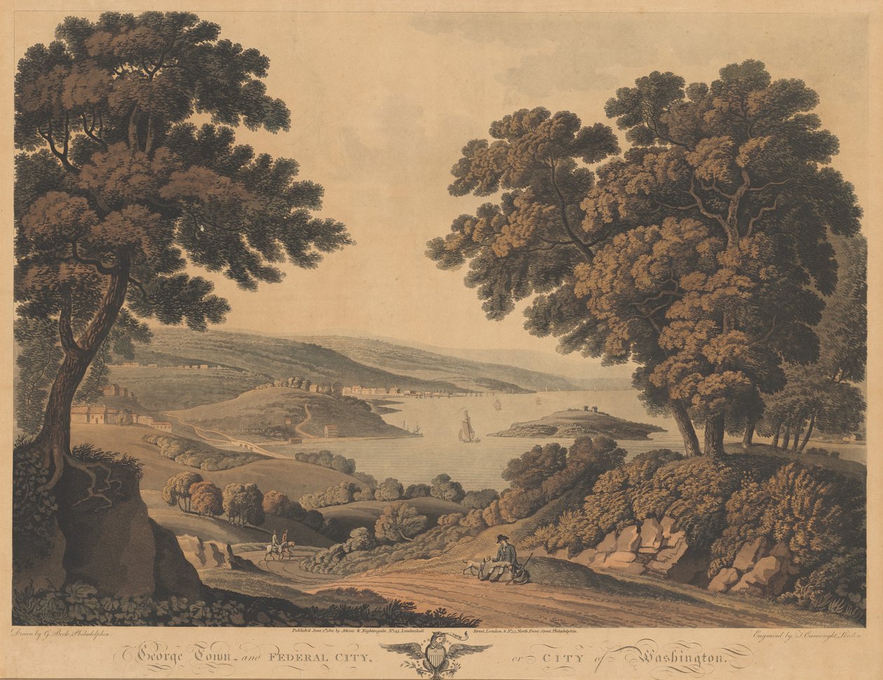 Georgetown og Federal City eller City of Washington af J. Cartwright after George Beck