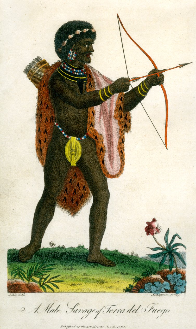 En mandlig vildskab fra Terra del Fuego, 1795. af J. Chapman