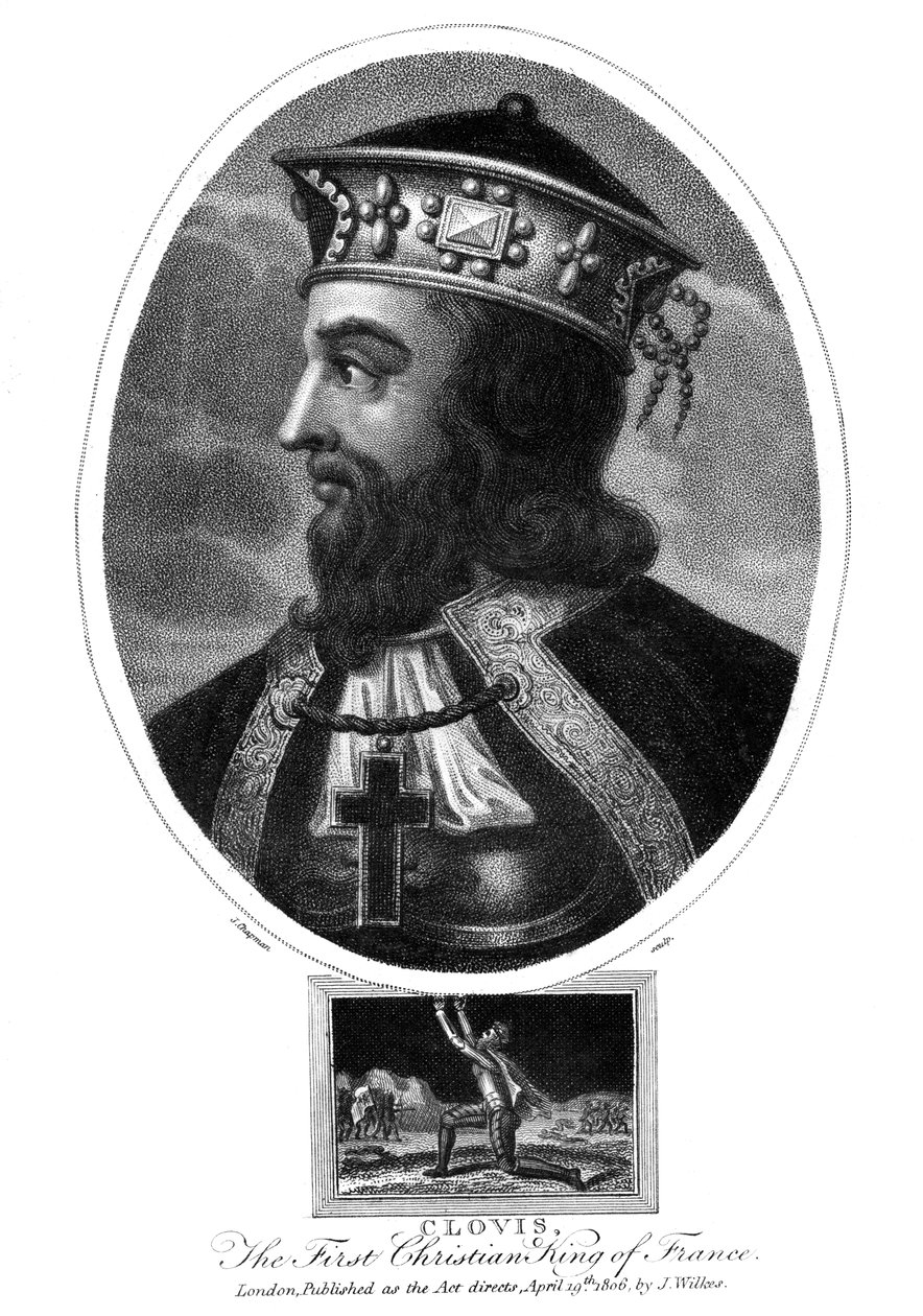 Clovis, den første kristne konge af frankerne, 1806. af J. Chapman